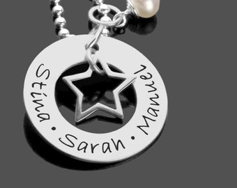 Collar familiar collar personalizado joyería familiar grabado MIS ESTRELLAS cadena regalo familiar mamá estrella nombre de los niños personalizado