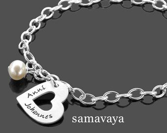 Name bracelet I HEART YOU 925 silver bracelet with name engraving heart pendant partner jewelry