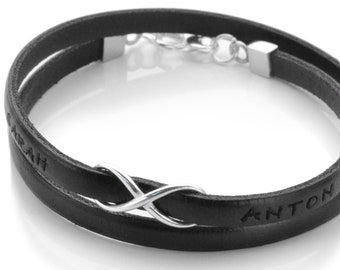 Partner armband leren armband dames gravure infinity teken gepersonaliseerd FOREVER YOU armband leer zilver dames armband naam infinity