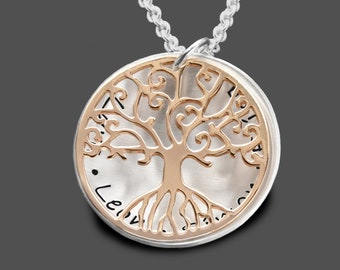 Family necklace personalized jewelry name necklace tree of life TREE OF LOVE rose gold 925 silver with engraving children's names personalized necklaces