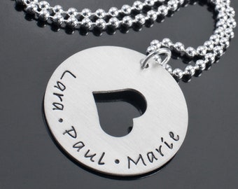 Familienkette Namenskette Kindernamen Herz Gravur IN MY HEART Silber personalisierter Schmuck Namensgravur Geschenk Frau Halskette Namen