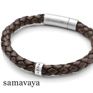 Lederarmband Herren Armband Männer Gravur ROLL MEN MAX mit Namen personalisiert Silberring Namensarmband Geschenk Mann Freund Opa Onkel Dad