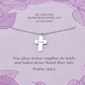 Bevestigingscadeau meisjes bevestigingsketting gravure CROSS 2.0 ketting bevestiging kruis hanger Psalm naam ketting ketting
