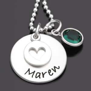 Naam ketting graveren ketting geboortesteen KLEIN HART zilveren tekst sieraden kristal steen naam hanger cadeau vrouw vriendin oma