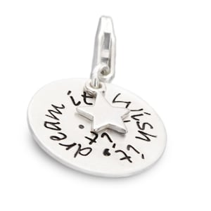 Hanger bedel ster ster hanger met gewenste tekstgravure WISH IT 925 zilveren gepersonaliseerde tekstsieraad