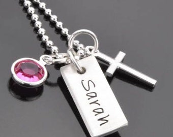 Confirmation chain cross boy girl gift OH LORD 925 silver chain engraving communion youth consecration cross chain personalized confirmation