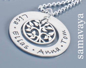 Nom collier FAMILY TREE collier en argent 925 arbre de vie bijoux de famille