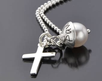 Kette Konfirmation Geschenk Mädchen Kreuz Gravur LYHO CROSS 925 Silber Kommunionkette personalisiert Ertskommunion Jugendweihe Kreuzkettchen