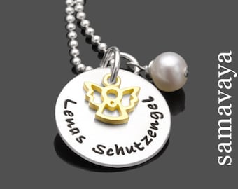 Schutzengel Kette MEIN KLEINER ENGEL Gold 925 Silberkette Taufketterl Taufschmuck Namensgravur Taufgeschenk personalisiert