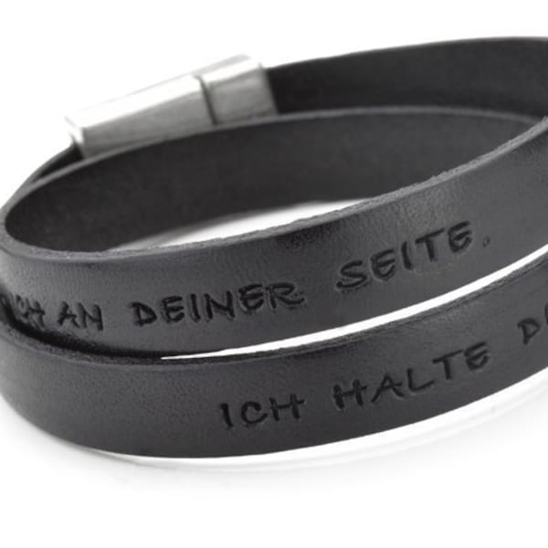 Herrenarmband mit Gravur Was Wär Ich Ohne Dich Lederarmband Männerschmuck