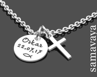 Baptism necklace engraving baptism gift baptism boy MY BAPTISM CROSS 925 silver chain name necklace personalized for boys boys