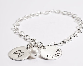 Armband mit Gravur BESCHÜTZT 925 Sterling Silber, Namensarmband, Flügel