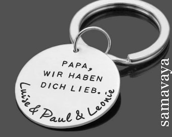 Schlüsselanhänger Gravur BESTER PAPA 925 Silber Anhänger Kindernamen Herrenschmuck Mann Geschenk Vatertag Papa Opa Vatertagsgeschenk