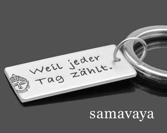 Keychain Buddha EVERY DAY 925 silver pendant with engraving