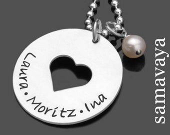 Silberkette Gravur Namenskette IN MY HEART 2.0 925 Silber Familienkette Familienschmuck personalisiert Kindernamen Herz Geschenk Mama Oma