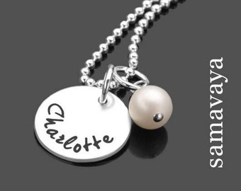 Silver necklace engraving pearl SELECT PEARL 925 silver jewelry name necklace gift wife girlfriend grandma mother partner