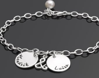 Armband mit Gravur DU & ICH Namensarmband Armband mit Name | Sterling Silber Armband | Armband personalisiert