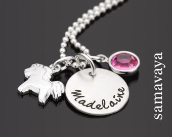 Kette Pferd Kinderkette Namenskette Mädchen Gravur 925 Silber personalisiert PFERDCHEN Geschenk Kind Geburtstag personalized Samavaya