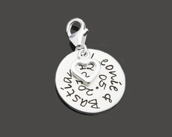 personalisierbarer Charm Verlobung Anhänger für Paare Gravur MEINE LIEBE 925 Silber Namensanhänger Herz Namen Datum Geschenk Frau Freundin