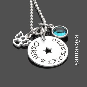 Christening necklace boys silver personalizable guardian angel engraving baptism gift boy STAR ANGEL individual christening jewelry boys from Samavaya image 1