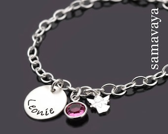 Kinderarmband Mädchen Kinderschmuck Gravur personalisiert ENGELCHEN Silber Namensschmuck Bettelarmband Geschenk Geburtstag personalised