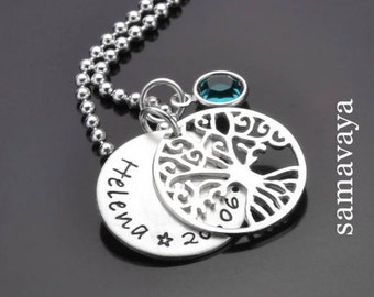 Baptismal necklace tree of life engraving personalized girl boy TUFBAUMCHEN 925 silver necklace for baptism name necklace gift godfather godmother