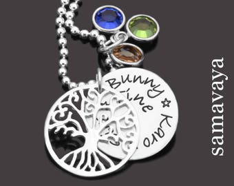 Family chain engraving TREE OF LIFE FAMILY 925 silver chain with name engraving family chain friendship name chain gift wife girlfriend