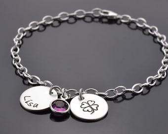 Bracelet femme avec gravure bracelet personnalisé femme CHOISISSEZ-LE ! Bracelet en argent 925 avec motif et nom souhaités