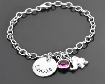 Armband Mädchen Gravur Elefant personalisiert JUMBO 925 Silber Kinderarmband Kinderschmuck Namensarmband Geschenk Schulanfang Einschulung