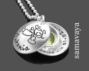 personalisierbare TAUFKETTE TAUFRING Taufschmuck Gravur Name Datum Schmuck Taufe Medaillon Kette personalisiertes Taufgeschenk Schutzengel