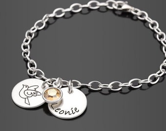 Bracelet baptême colombe garçon fille personnalisé BLESSED 2.0 baptême bracelet gravure argent 925 cadeau naissance baptême bijoux colombe de la paix