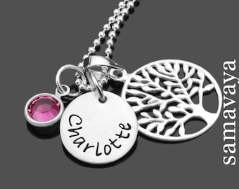 CADEAU DE BAPTÊME filles collier de baptême arbre de vie collier gravure CONSÉCRATION 925 argent nom collier personnalisé marraine nom gravure