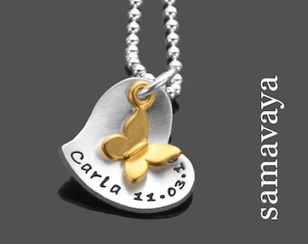 Naam ketting kinderen meisjes meisjes gravure 925 zilver HERZALLERLIEBST kindersieraden gepersonaliseerde vlinder cadeau kind kinderverjaardag