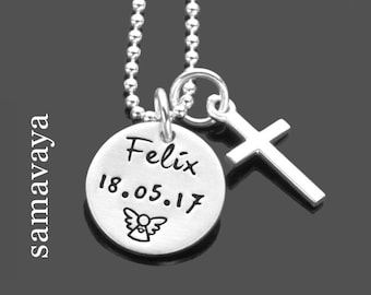 Taufkette Junge Taufschmuck Mädchen Silber GETAUFT KREUZ Gravur personalisiert Taufgeschenk Kinderschmuck Schutzengel Geschenk zur Geburt