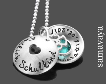 Kette zum Schulanfang ENDLICH SCHULKIND 925 Silberkette mit Gravur Namenskette Geschenk zur Einschulung Kinderkette Schultüte Schulstart