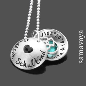 Collier pour la rentrée scolaire FINALLY SCHOOL CHILD Collier en argent 925 avec gravure nom Collier cadeau pour la rentrée scolaire Collier pour enfants Cartable rentrée scolaire