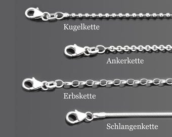 Catena in argento, collana in argento a scelta da 40, 45, 50, 60, 70, 80 o 90 cm, catena a palline, catena ad ancora, catena a pisello o catena a serpente, realizzata in Germania.