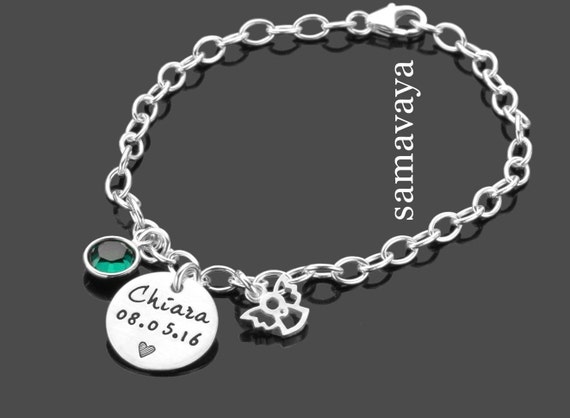 Bracciale Bambina Argento Braccialetto Argento 925 Per Bambina - Personalizzabile Con Nome E Fiori Smaltati Bracciale Battesimo Bimbo - Foto 3