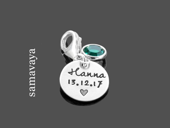 Herzerl 925er plata charm personalizada nombre colgante samavaya