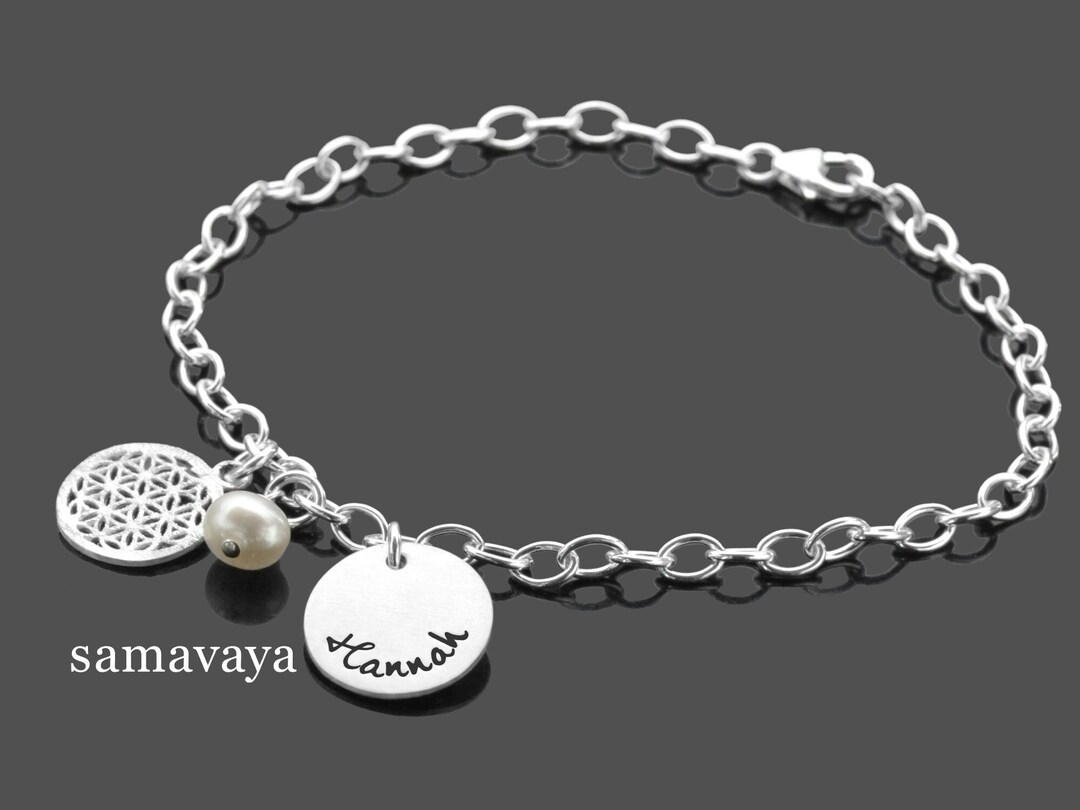 Anklet Chain Foot Ankle Engraving FLOWER OF LIFE 925 Anklet Etsy