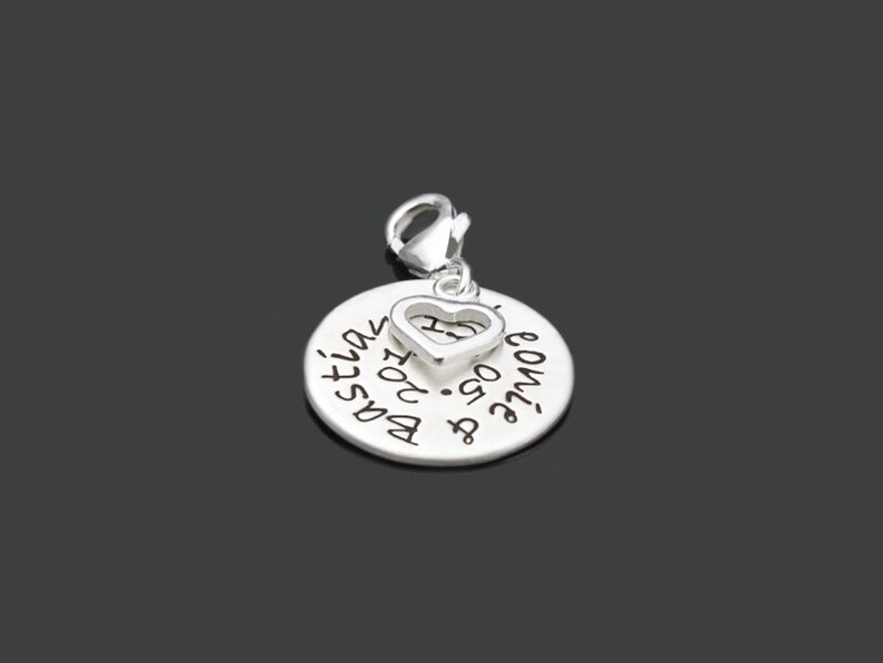 Personalized Charm Engagement Pendant for Couples Engraving MY LOVE 925 Silver Name Pendant Heart Name Date Gift Wife Girlfriend image 3