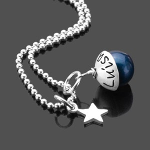 Kette mit Gravur Namenskette Namensperle LYHO STERN 925 Silber Kette Wunschtext personalisierter Schmuck Geschenk Mama Oma Freundin Frau Bild 2