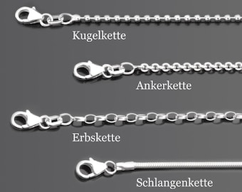 Chaîne en argent chaîne collier en argent au choix 40 45 50 60 70 80 ou 90 cm chaîne boule chaîne d'ancre chaîne de pois ou chaîne serpent fabriquée en Allemagne