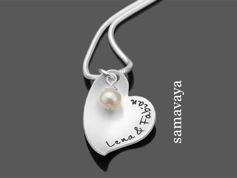 Partnerschmuck mit Gravur Namenskette CUP OF LOVE 925 Silberkette Silberherz Bild 1