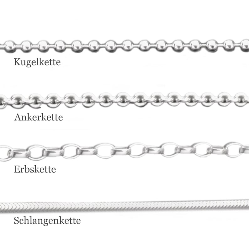 Zilveren ketting ketting zilveren ketting naar keuze 40 45 50 60 70 80 of 90 cm kogelketting ankerketting erwtenketting of slangenketting made in Germany afbeelding 2