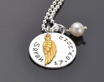 Namenskette Flügel MY ANGEL GOLD 925 Silberkette Namensgravur Schutzengel name necklace