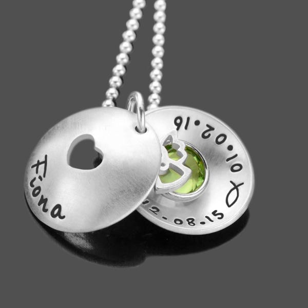 Christening gift baptism necklace girl name necklace HEART ANGEL silver necklace children's necklace engraving