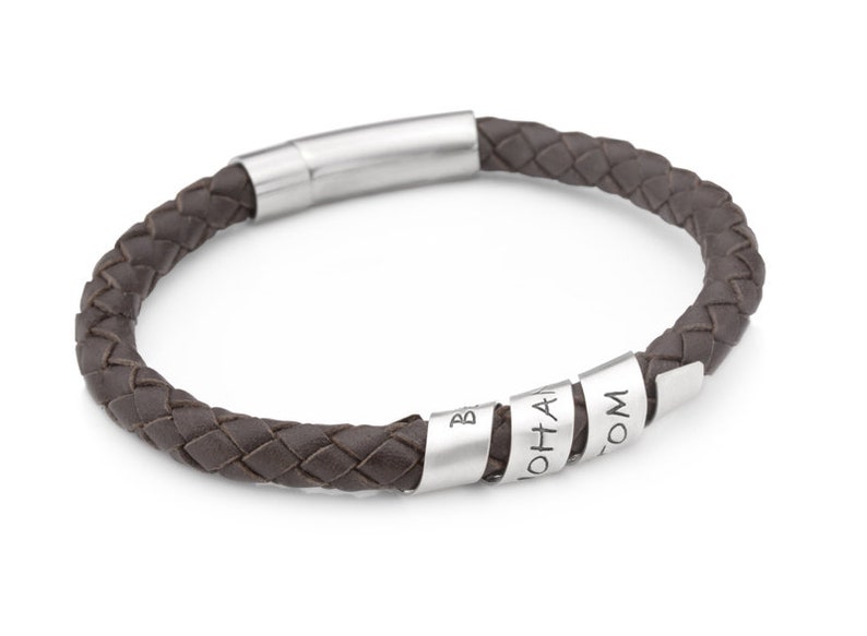 Bracelet men black/grey engraving LOOP MEN Men's bracelet leather, 925 sterling silver image 3