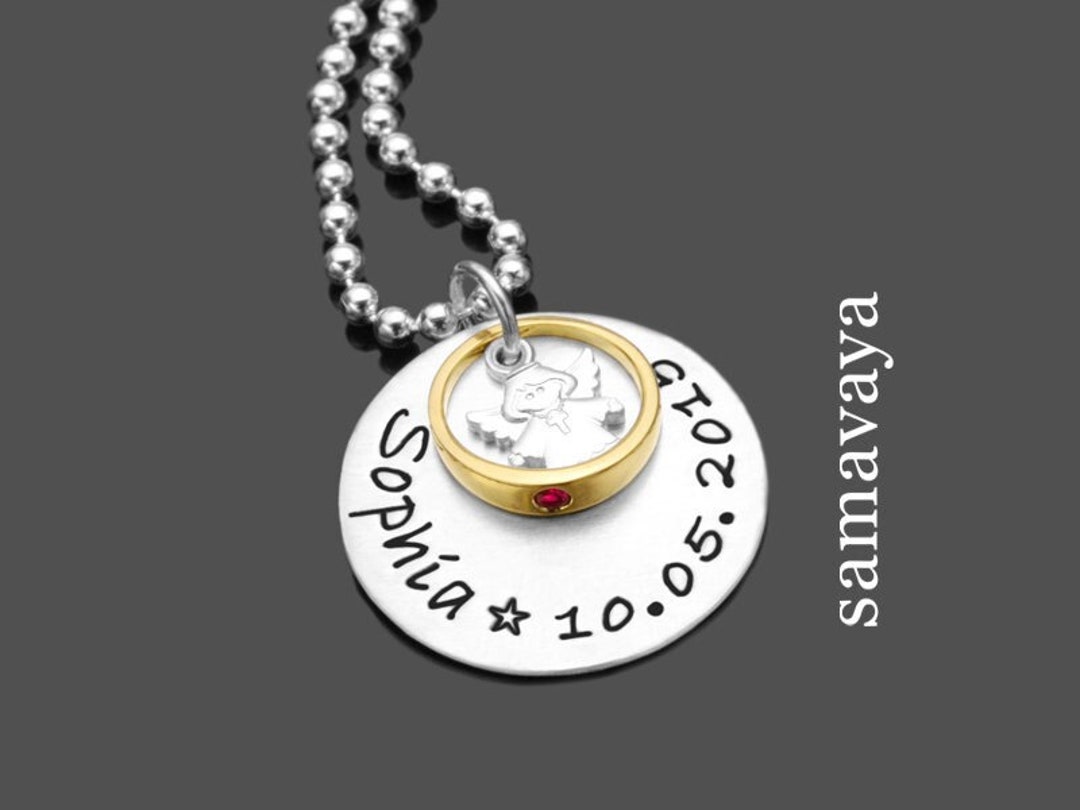 Christening Necklace Girl Engraving Personalizable Guardian Etsy