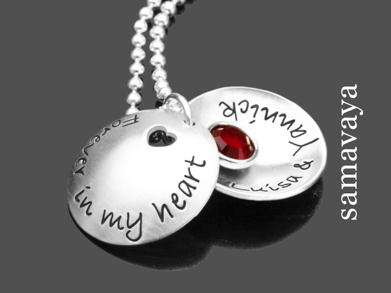 Namensschmuck mit Gravur Partnerschmuck Forever In My Heart 925 Silberkette Namenskette family necklaces Bild 1